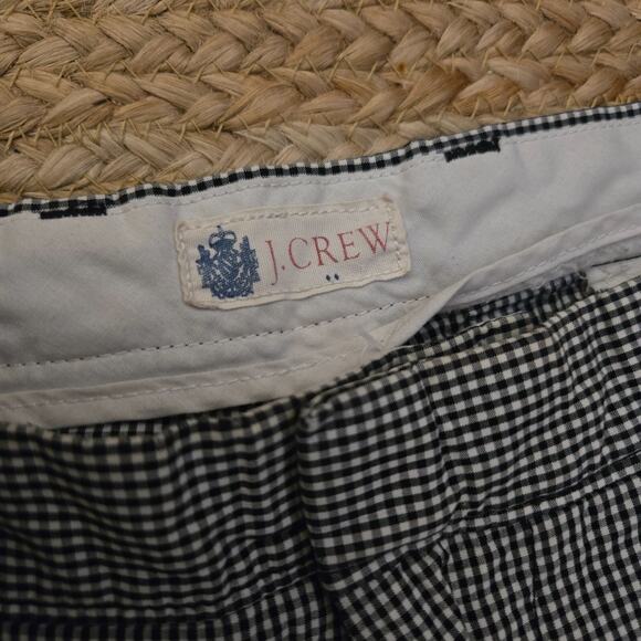 J. Crew Mens Size 33 Shorts Check Gingham Casual Chino Flat Front Black White - Picture 3 of 4